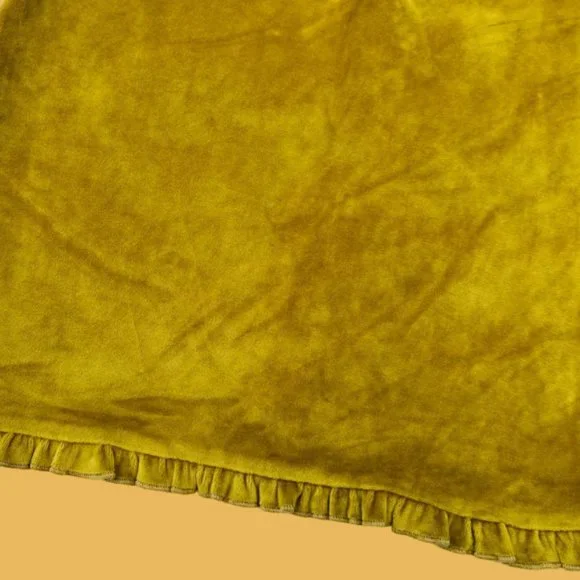 Double Zero Yellow Crushed Velvet Mini Skirt SX - Picture 3 of 4